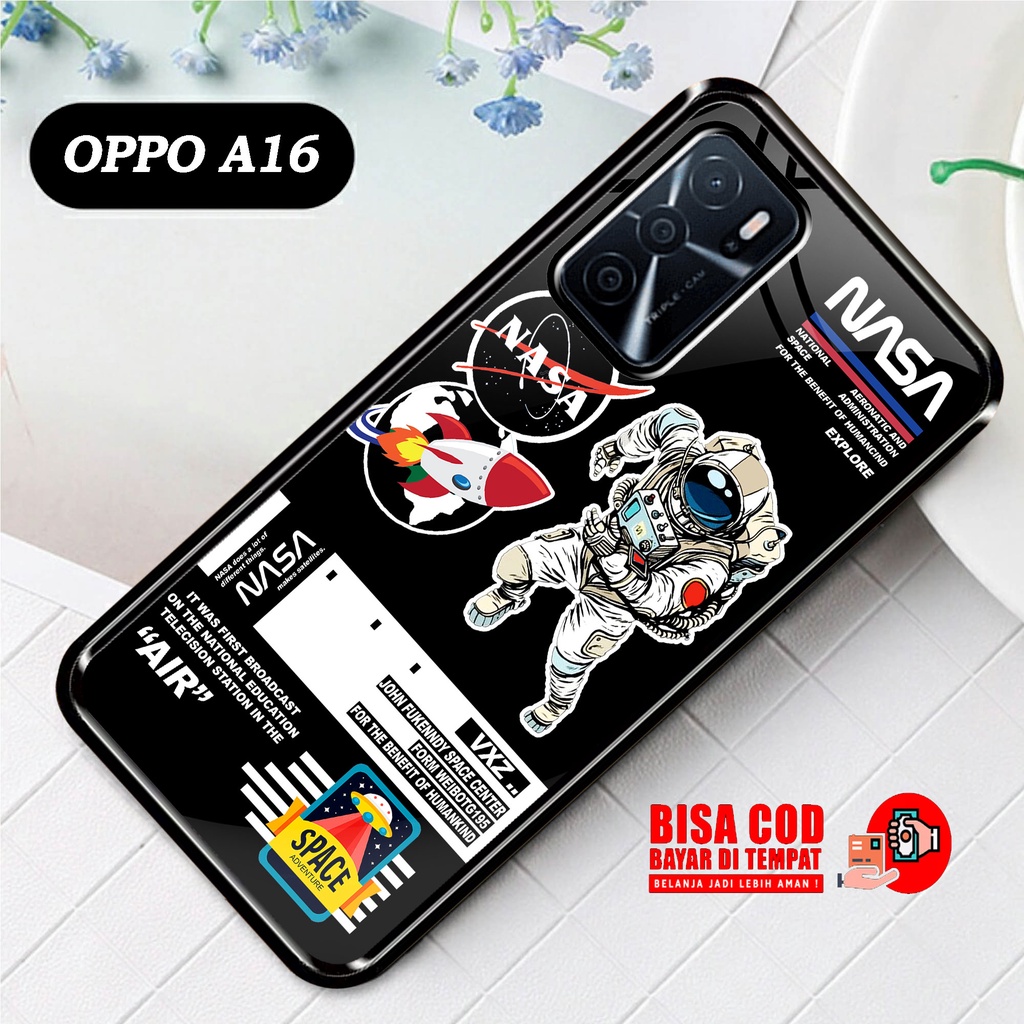 SRC - Case OPPO A16 Motif NASA astronot Casing Hardcase Glossy 2D Terbaru Silikon Softcase Aero case