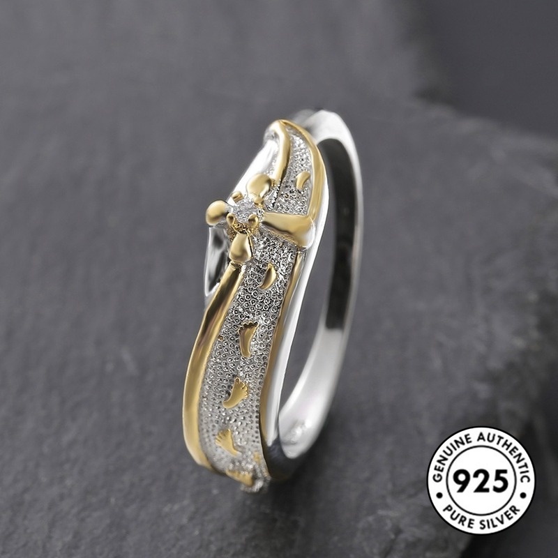 Cincin Lapis Silver 925 Motif Jejak Kaki Untuk Wanita