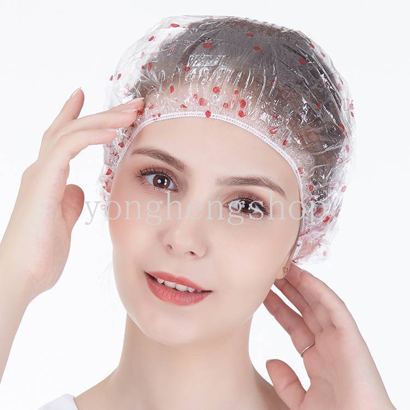 50 Pcs / set Topi Shower Cap Elastis Flexible Sekali Pakai Bahan Plastik Tahan Lama Anti Air Untuk Spa
