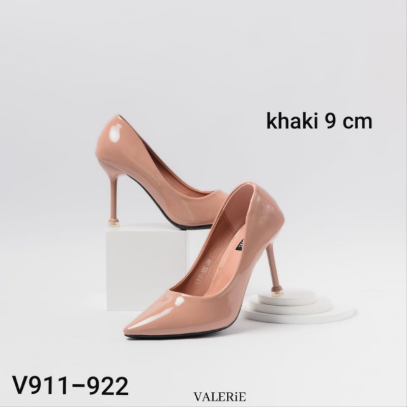 Valerie sepatu heels glossy polos V911-922 SIZE 35-39-khaki(35-39)