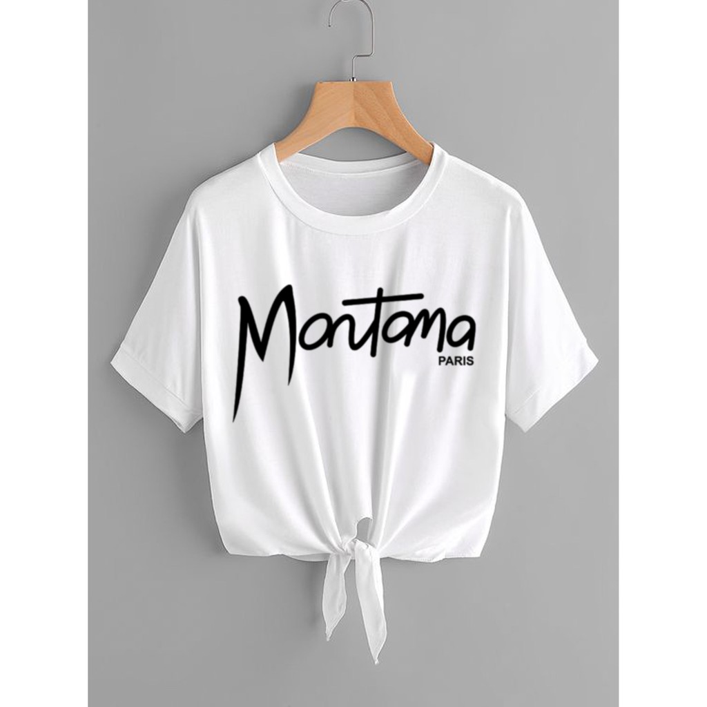 Bess - Kaos Crop Tali Wanita Murah / Crop Tied Tee Wanita WHAT EVER ( 1kg = 7pc )