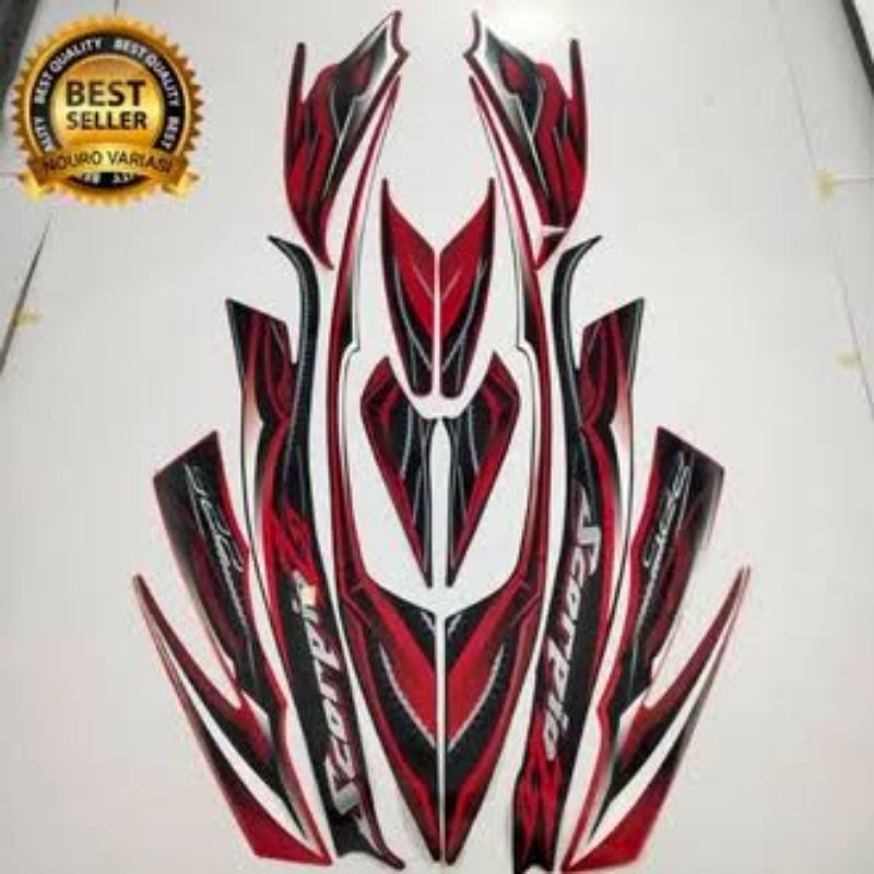 (BAYAR DITEMPAT) striping new Scorpio Z 2010 Merah hitam striping lis stiker standar Ori Yamaha Scor