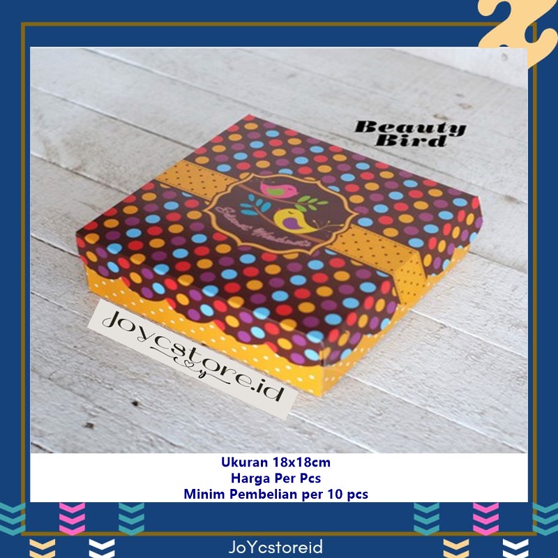 

Dus Nasi KotakR8 Beauty BIRD 18x18 Box Nasi / Kotak Nasi / Box Kue / Box Jajan / Snack Box / Kotak Kue / Kotak Roti / Kotak Jajan / Dus Kue / Dus Jajan / Dus Snack / Kardus /Packaging / Kemasan / Kotak Kemasan / Box Cake / Box Rice / Box Tart/Bungkus Nasi