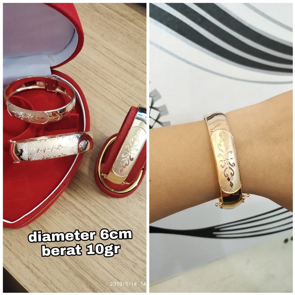 GELANG BANGKOK LEBAR UKIR PERAK ASLI S925 CC511