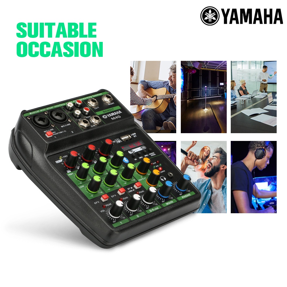 Mixer Audio Profesional  M4G 4 saluran mendukung pemutaran Bluetooth/USB/MP3/PC peralatan rekaman Koleksi alat musik keluarga bernyanyi dj menggunakan Dukungan untuk penggunaan di dalam kendaraan