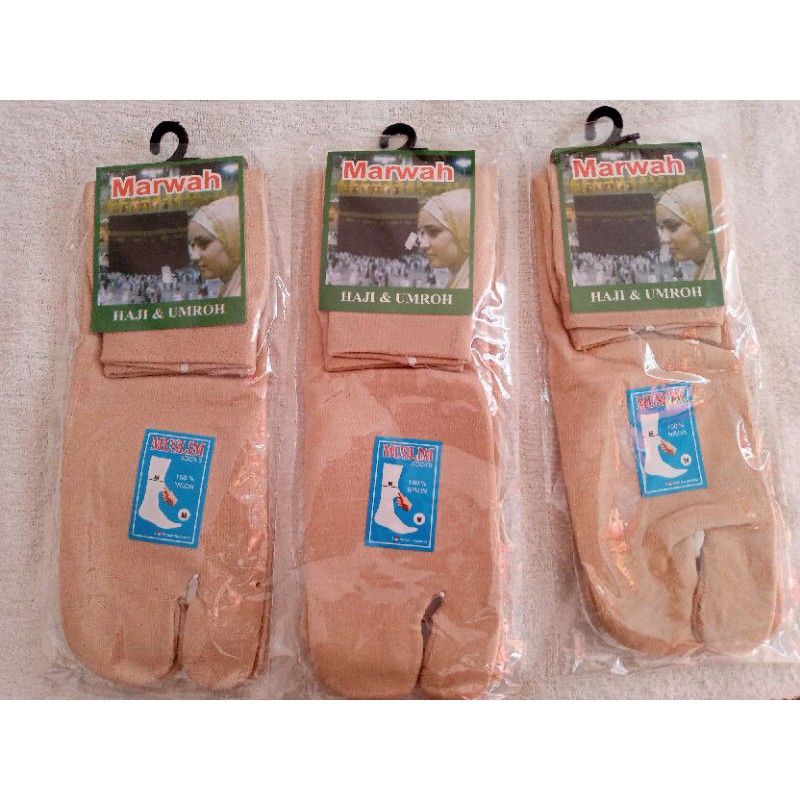 Kaos kaki polos muslimah coklat, hitam, putih / kaos kaki haji/ umroh