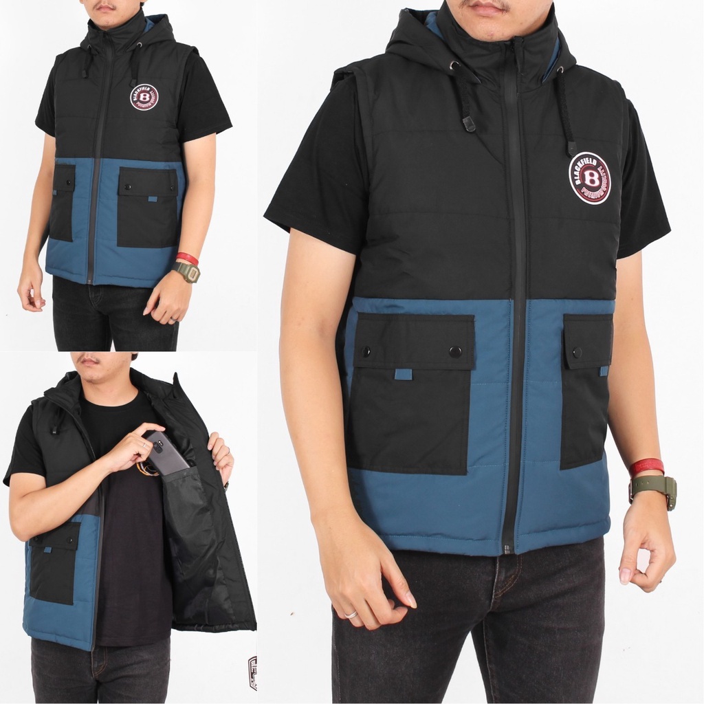 Rompi Pria Body vest hoodie taslan waterfroop terbaru blackfield