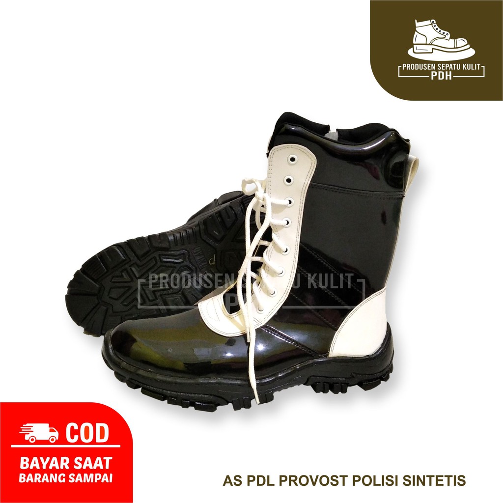 GT SEPATU PDL PROVOS DINAS LAPANGAN POLISI PM HITAM PUTIH PDLG PROVOST GEGANA PDU PROPAM TNI SATPAM 