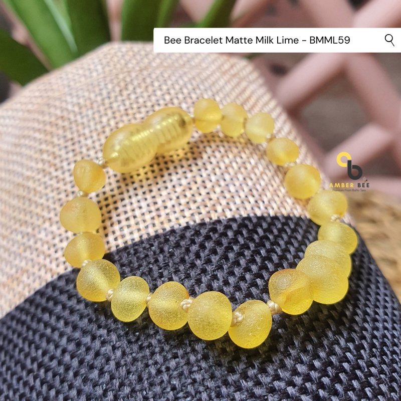 Gelang Amber Baltic Lithuania New Born, Balita &amp; Anak Matte Lemon Raw BMML59 By Amber Bee