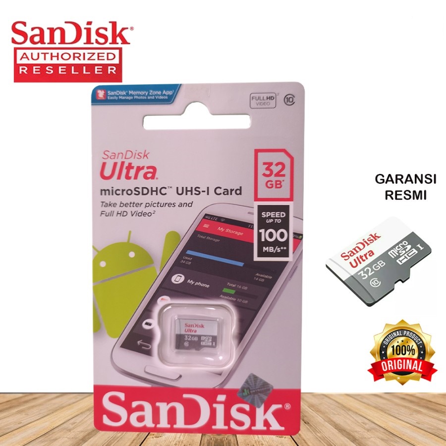 Memory Card Micro SD SANDISK 32GB Class 10 Speed 100 MBPS ULTRA SDHC