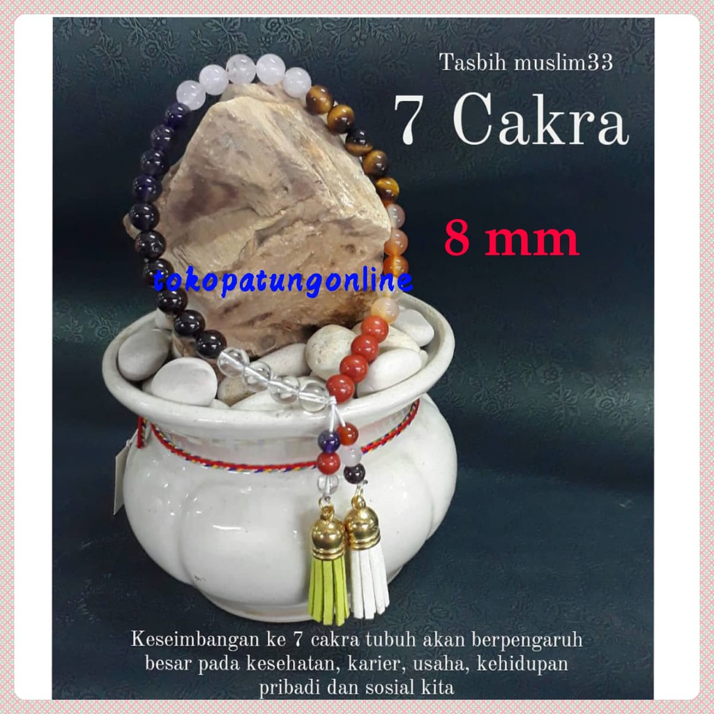 Gelang Batu Tasbih 33 Butir 7 Cakra 8Mm