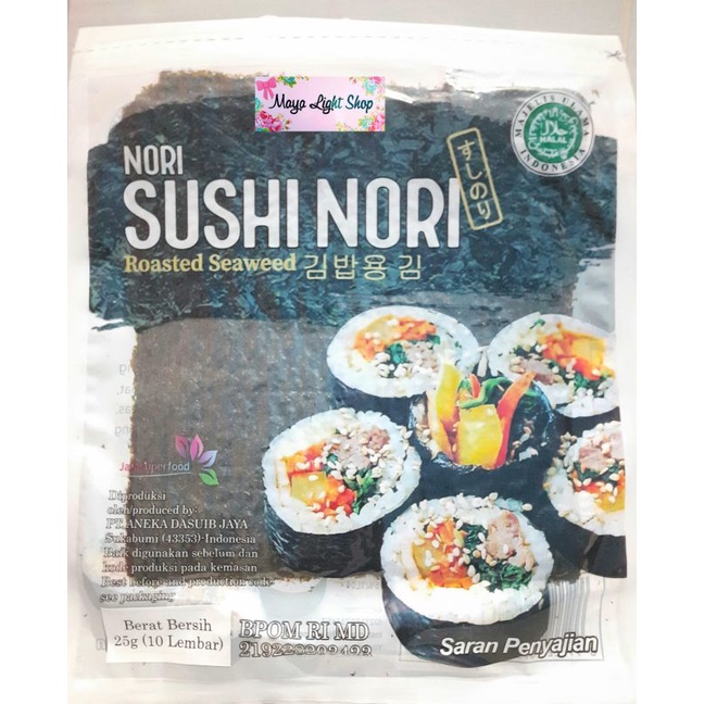 Nori sushi isi 10 lembar rumput laut non msg bahan sushi nori sushi kimbap gimbap halal murah rumput laut seaweed driedseaweed bento kimbap murah