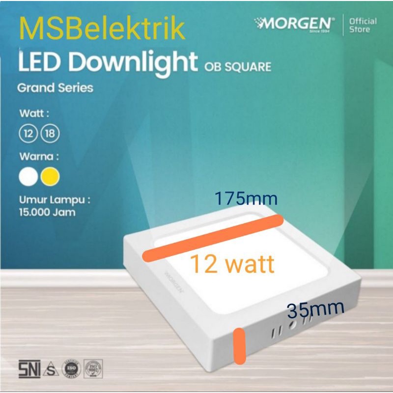 Downlight Led outbow / Led panel kotak OB 12watt MORGEN (WHITE &  WARMWHITE)