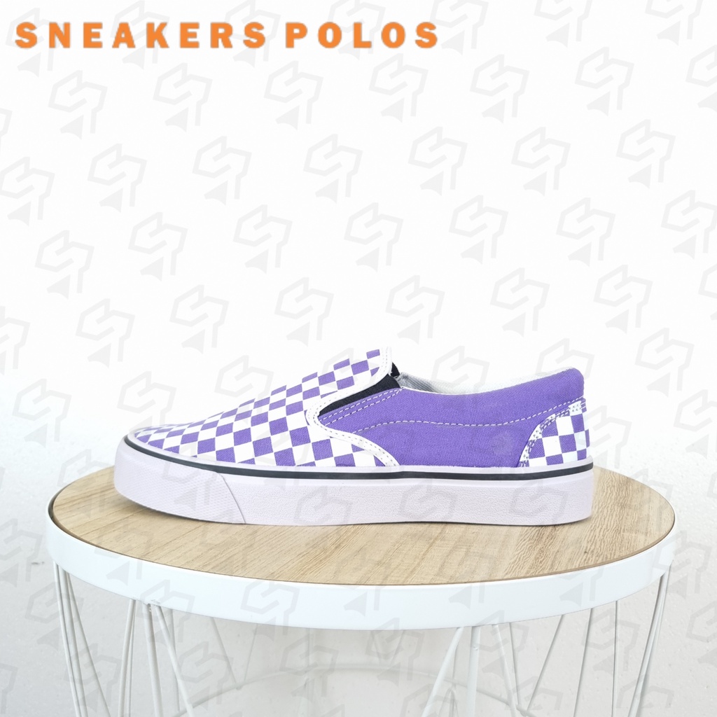 SEPATU SNEAKERS WANITA SLIPON CATUR UNGU IMPORT BEST QUALITU NO BRAND SEPATU POLOS
