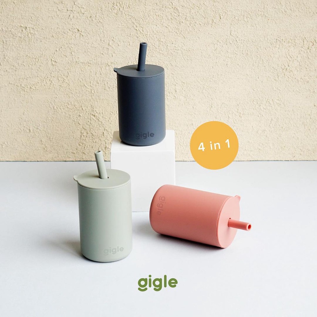 Gigle Silicone Sippy Cup With Straw Gelas Bayi Alat Makan Bayi Premium