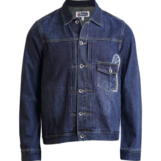 Jaket Jeans Pria Bape A Bathing Ape WGM Shark Navy