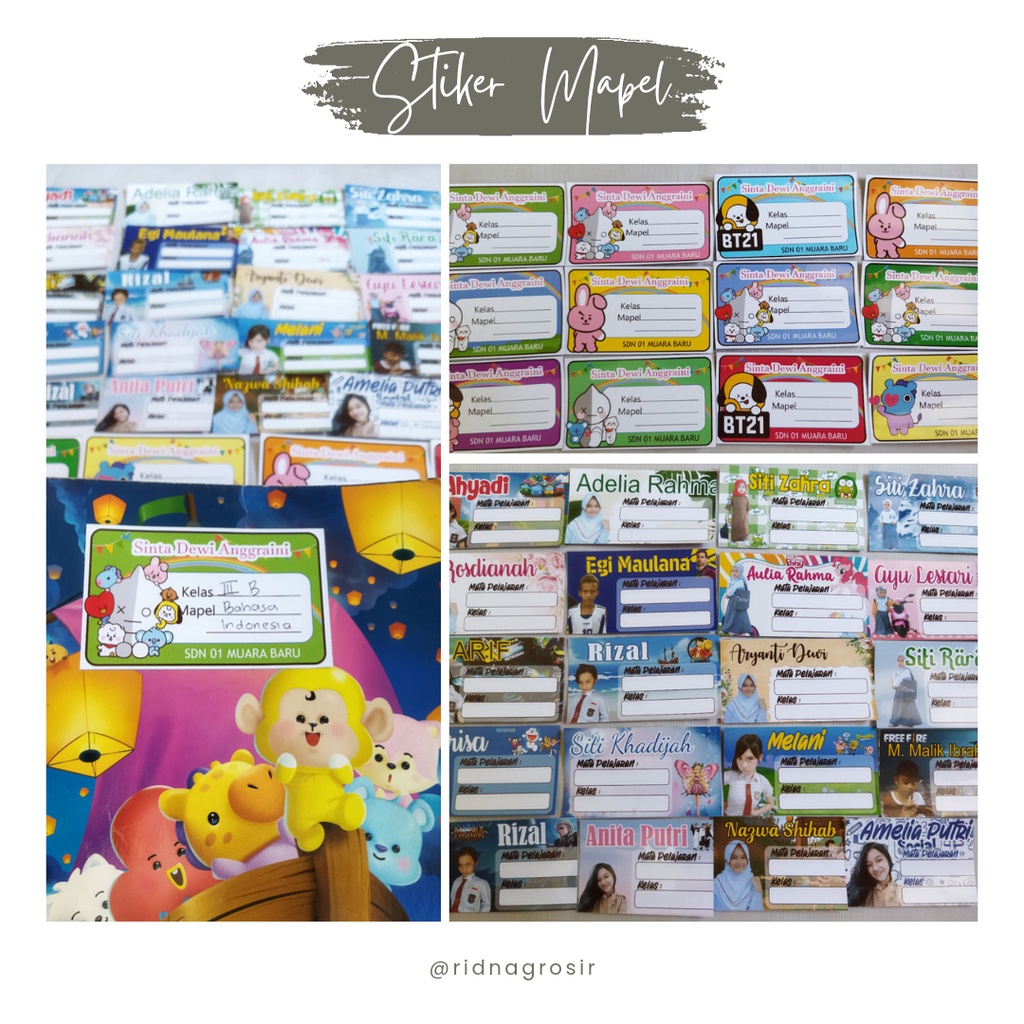 

(36 Pcs) Stiker Label Buku Pelajaran Custome Nama