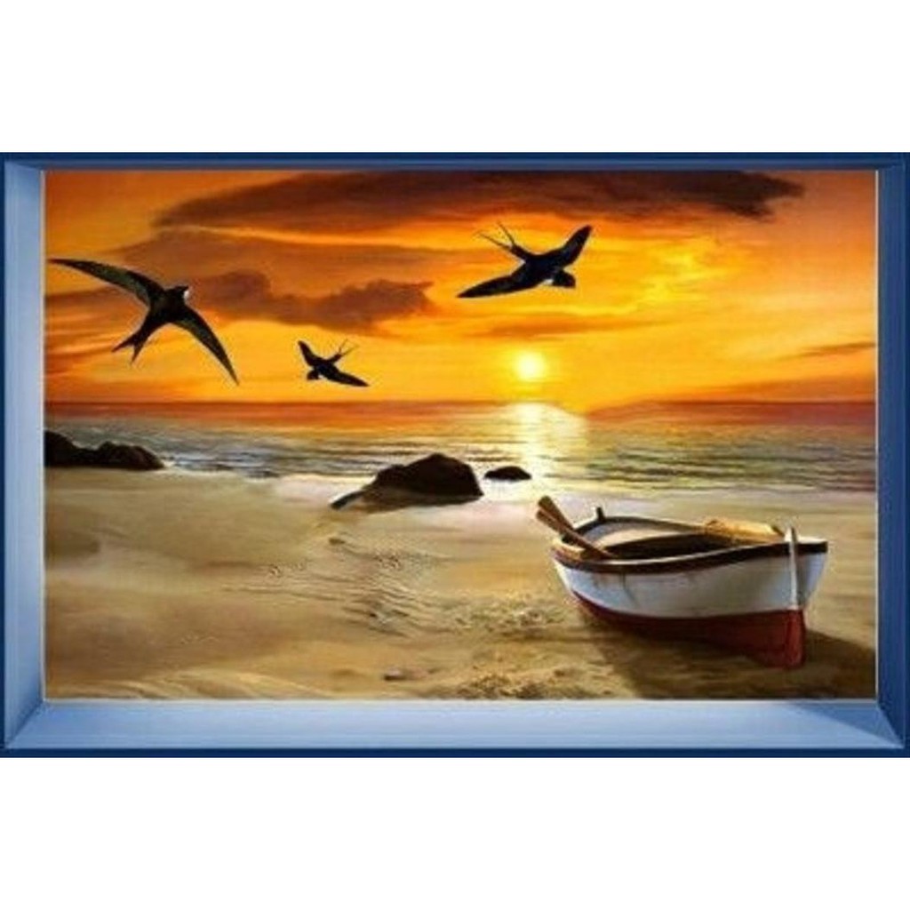 Lukisan Kanvas Ombak Pantai M Last Stok Shopee Indonesia