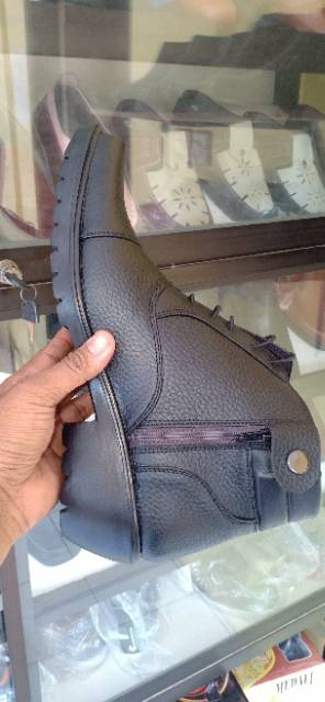 MANDIENS K153 - Sepatu Boots Kulit Asli Medali - Sepatu Pria Kulit Pdh Tni Polri Jenggel Gaya Koboi