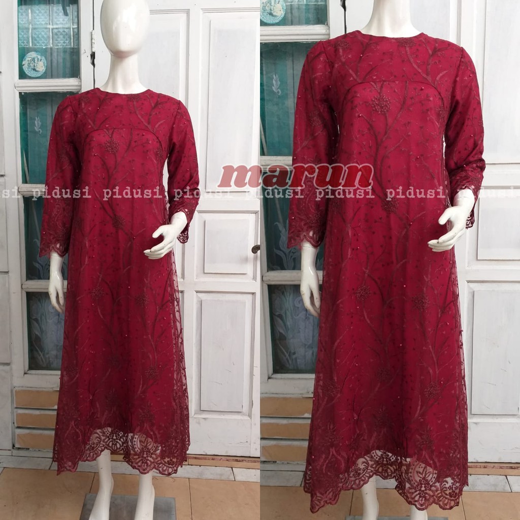 LONG GAMIS TULLE MUTIARA ARIMBI BARU / GAMIS PESTA