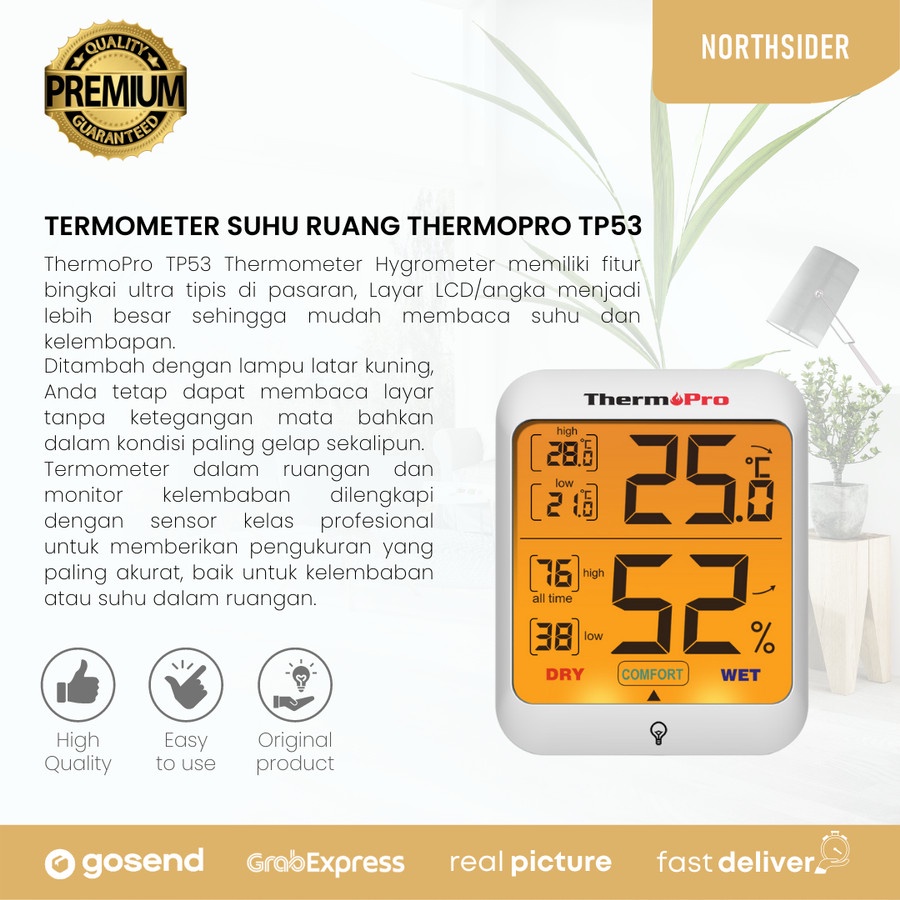 THERMOMETER HYGROMETER HUMIDITY | TERMOMETER SUHU RUANG THERMOPRO TP53