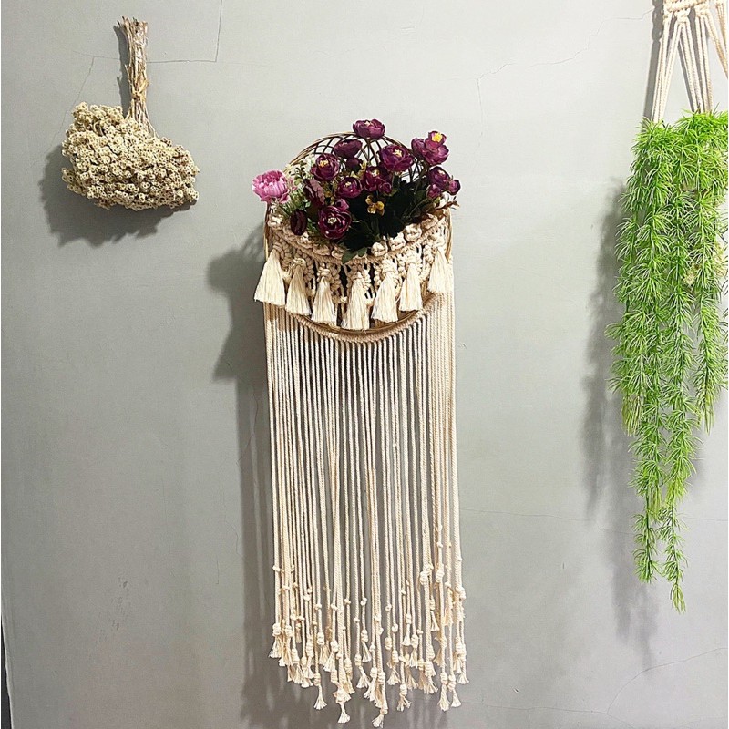 keranjang vas lidi macrame