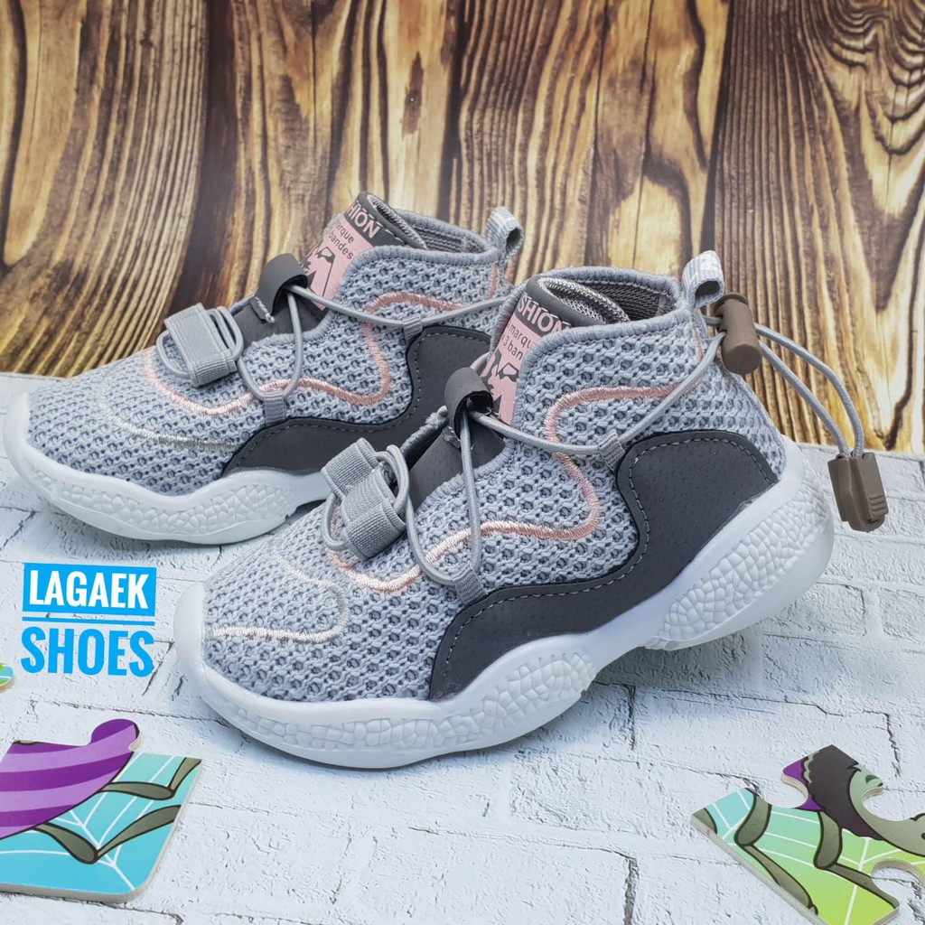  SEPATU  SNEAKERS ANAK USIA 1 2 3 4 5 6 TAHUN SPORTY ABU 