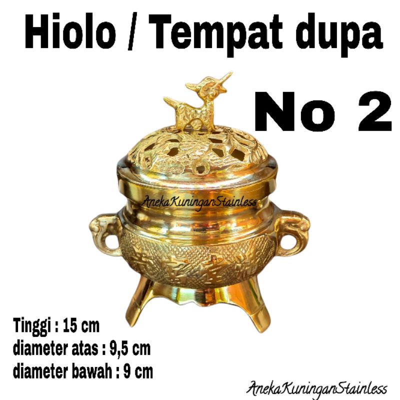 Tempat Bakar Dupa Buhur Kemenyan Bokor Hio Lo Dupa Kuningan 100% ASLI