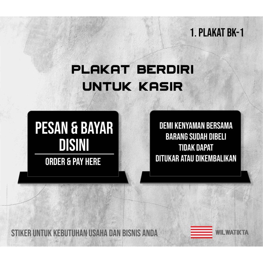 

01 - Pesan & Bayar Disini Sign Standing Akrilik |Sign Meja Order & Pay Here