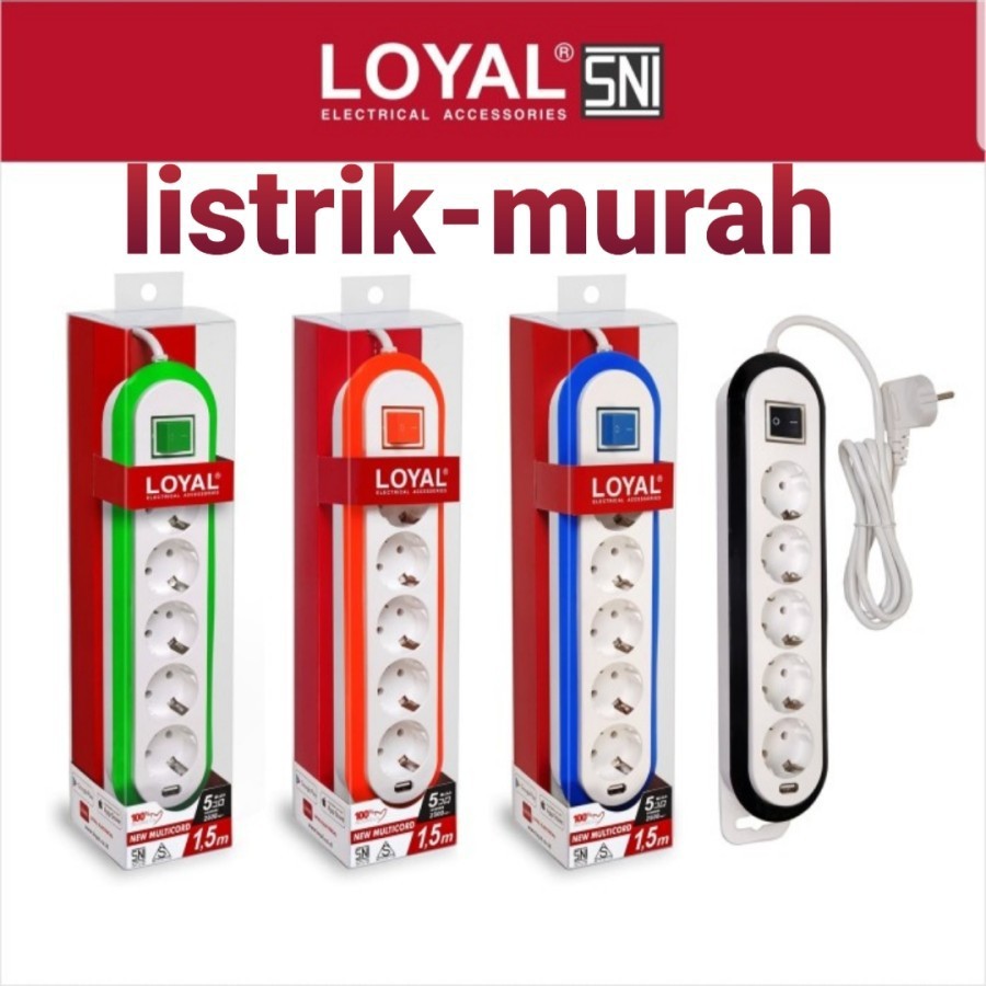 STOP KONTAK KABEL 1.5m LOYAL LY-265 MULTICORD USB COLOKAN 5 LUBANG