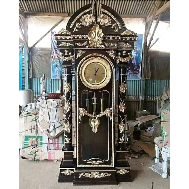 almari jam gadang ukir kayu jati modern furniture mebel jepara