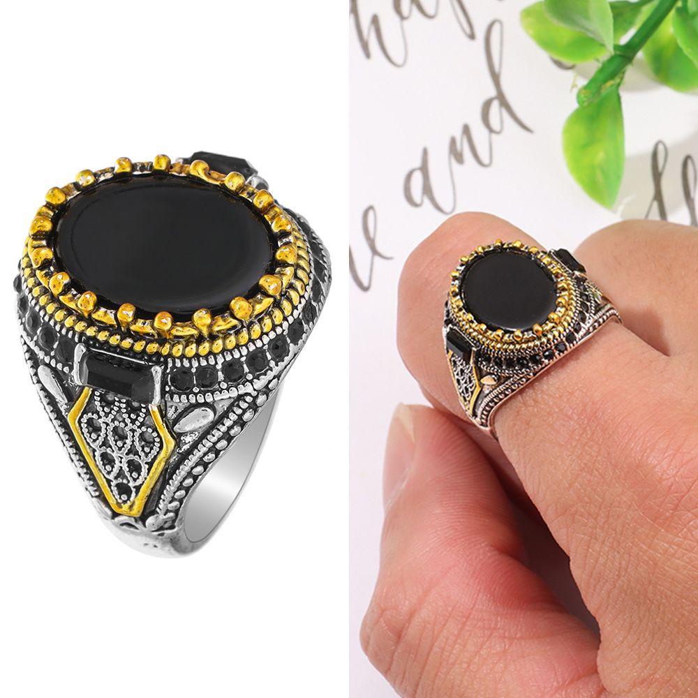 PREVA Men's Ring Party Jewelry Punk Religious with Black Onyx Stone