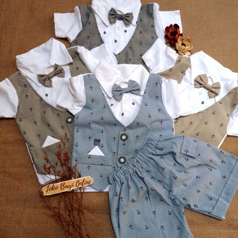 Aneka Baju setelan kemeja rompi celana tuxedo pesta lucu bestseller anak bayi cowok laki murah