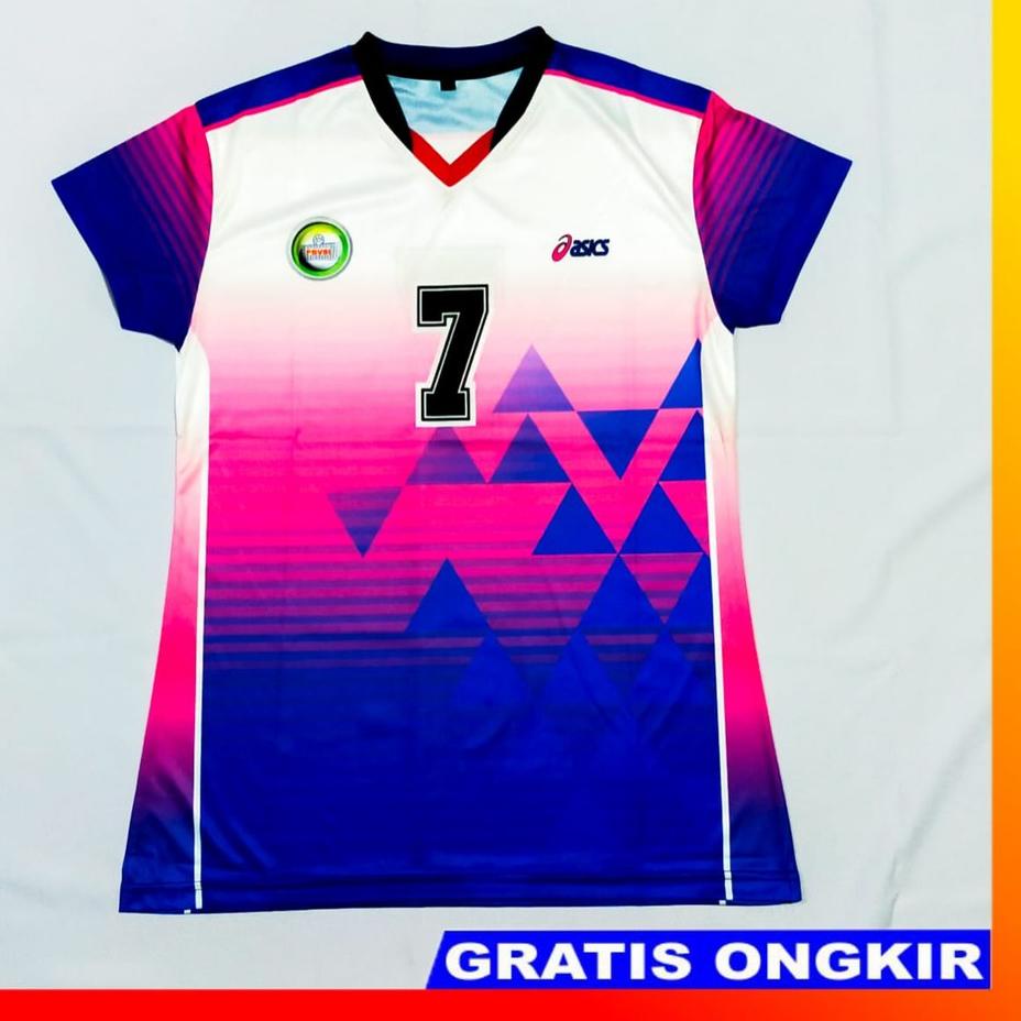 Barang terpilih Baju Jersey Kaos Voly Volly Volley Voli Cewek Wanita Fullprinting Tangan Pendek sing