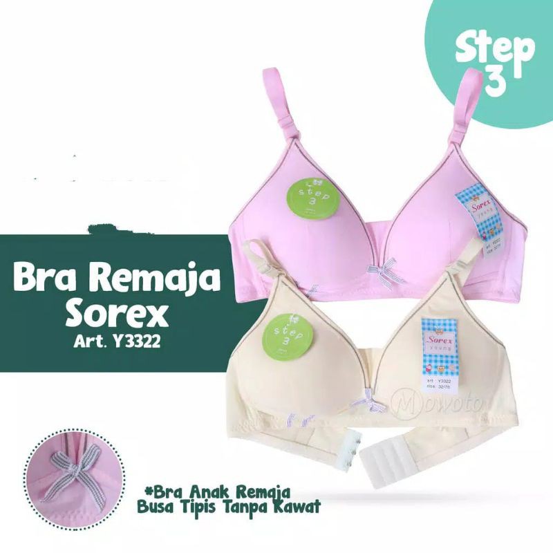 SOREX Young Step3 Bra Remaja Y3322 Busa tipis tanpa kawat Kait 3