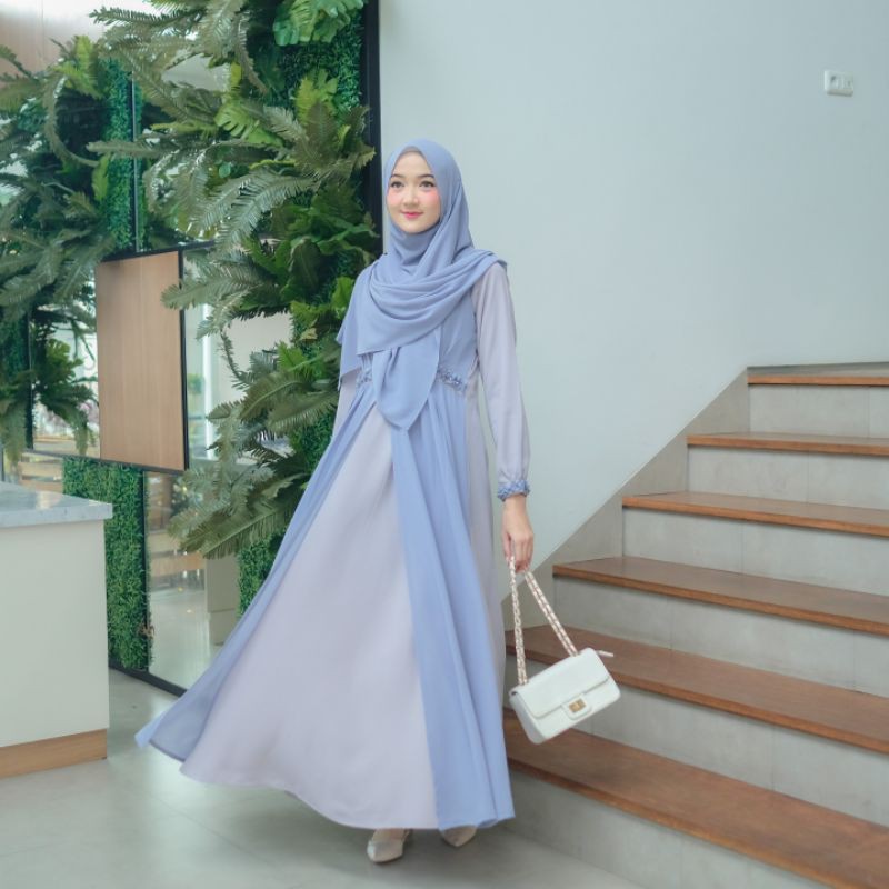 ZOYA DRESS ORI ADZKIA HIJAB (free pashmina) - [BARU]