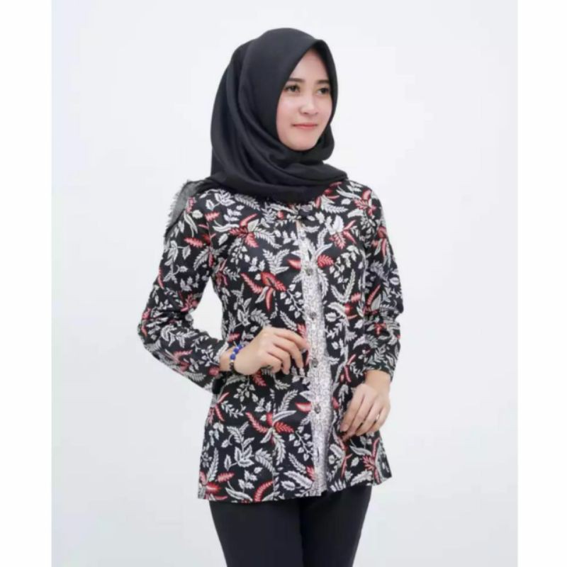 Batik wanita ASJ SA HRB026 Kenongo Kemeja Tosca Pendek-11.blarak mrh