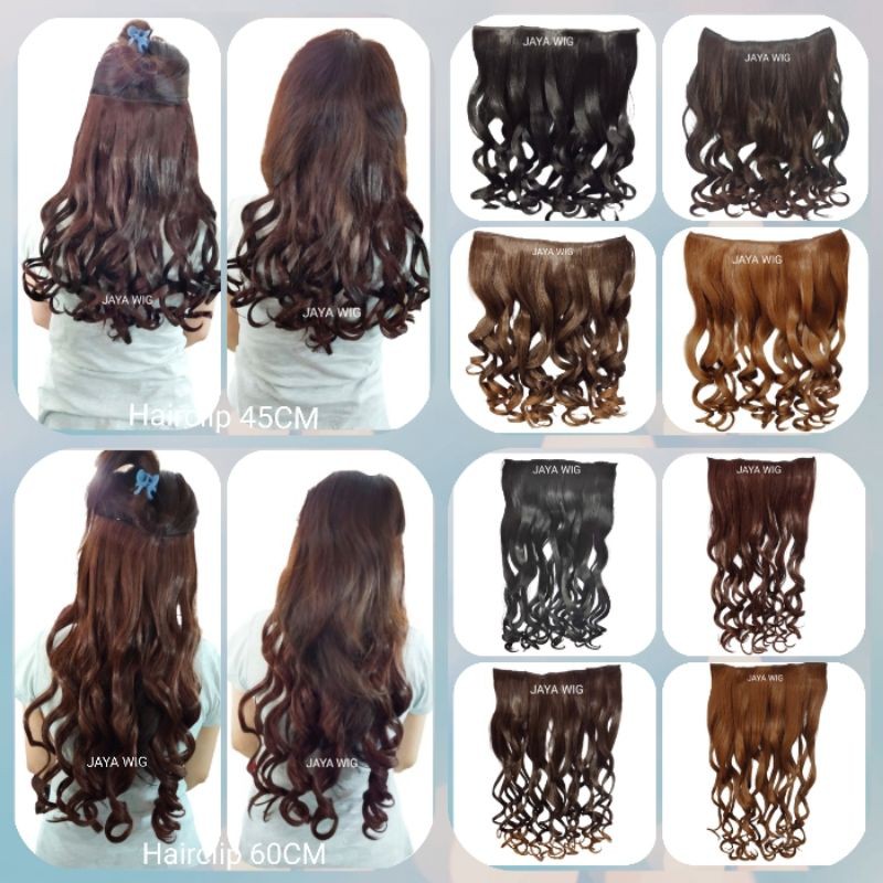 Hair Klip Big Layer Curly Panjang 45cm Dan 60cm Sambungan Rambut Belakang Yang Pake Klip Hair clip