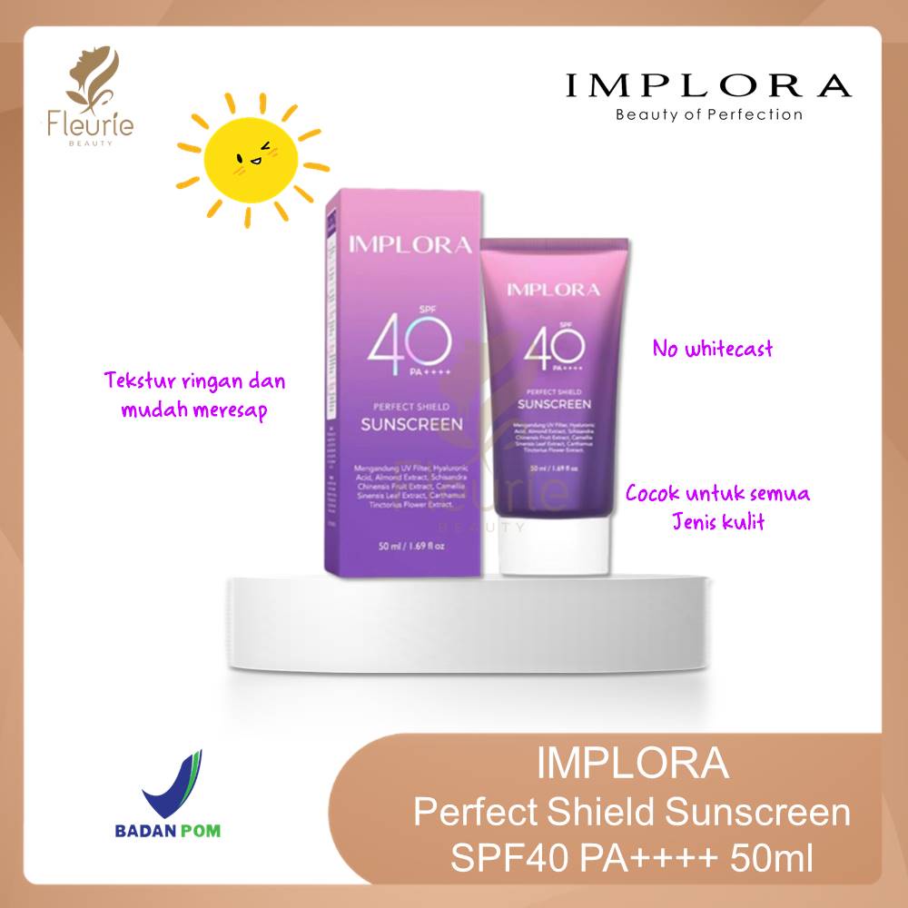 Jual IMPLORA Perfect Shield Sunscreen SPF40 PA++++ 50ml - Implora ...