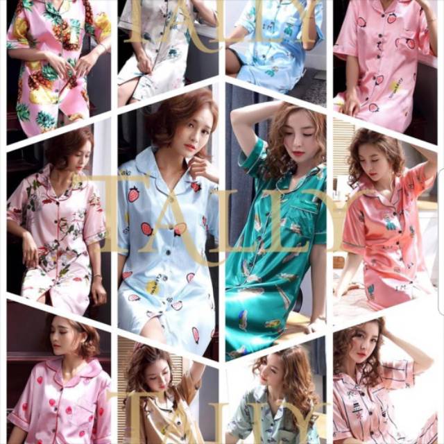 Tally 028 Daster Corak Motif Satin Silk