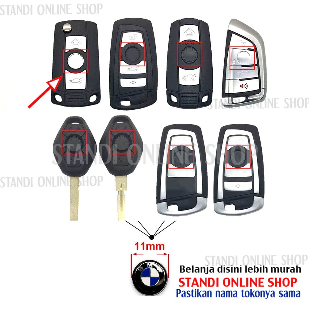 Emblem Kunci Smartkey Sticker Aluminium Logo Bulat BMW Ukuran 11mm