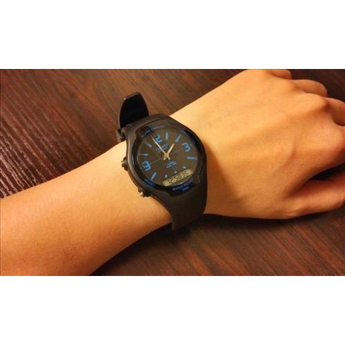 Casio Original AW-90H-2B Jam Tangan Pria - Digital - Karet - Hitam Biru