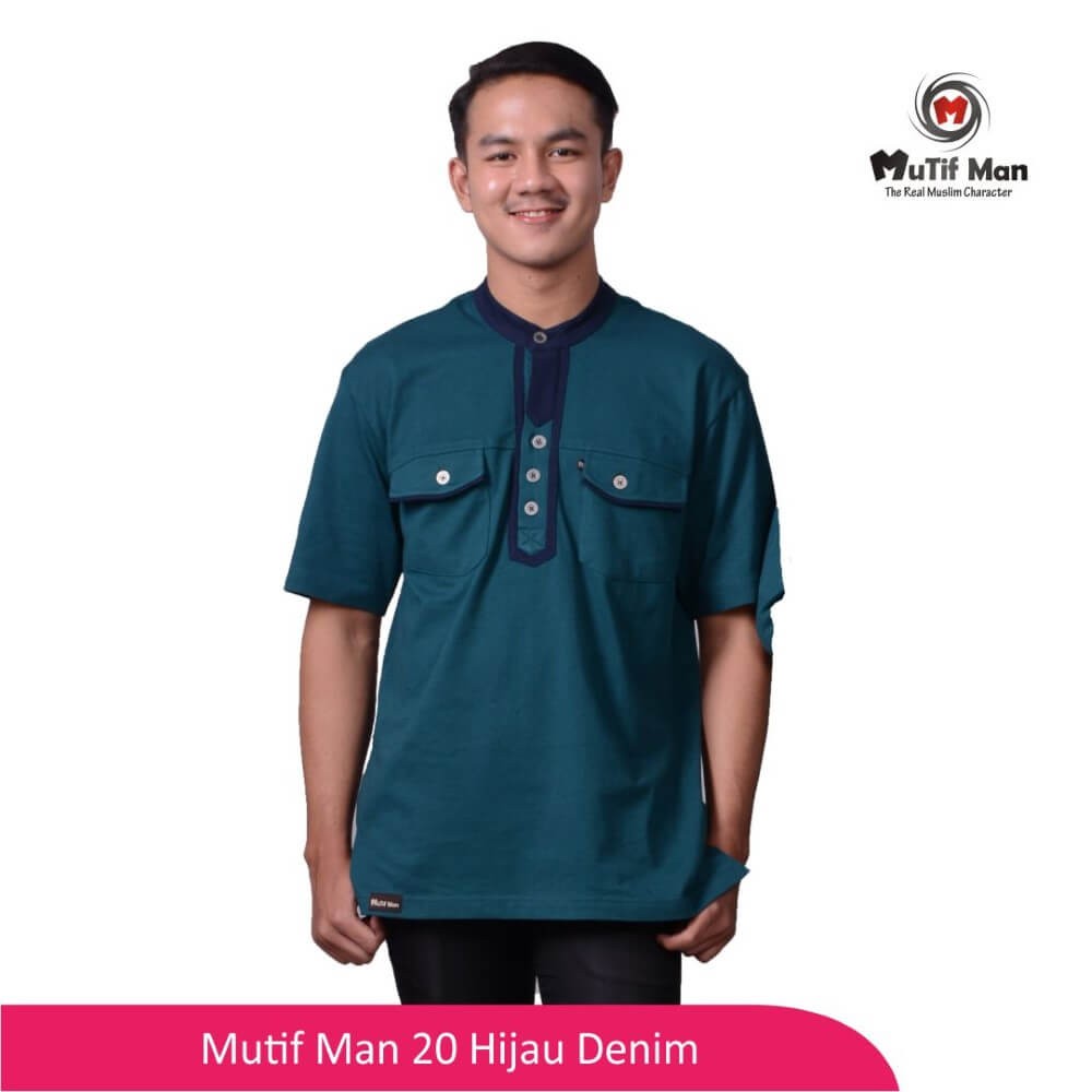 Baju Koko Mutif MTIF - MM0020B Hijau Denim - Biru Navy