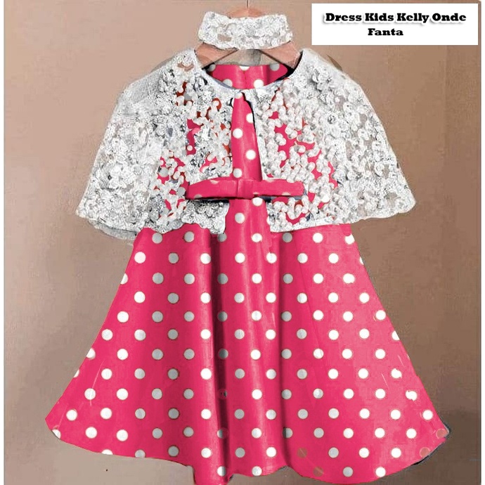 Dress Kids Kelly onde /Terusan Dress Casual+FREE Bando/Gaun Anak Polka