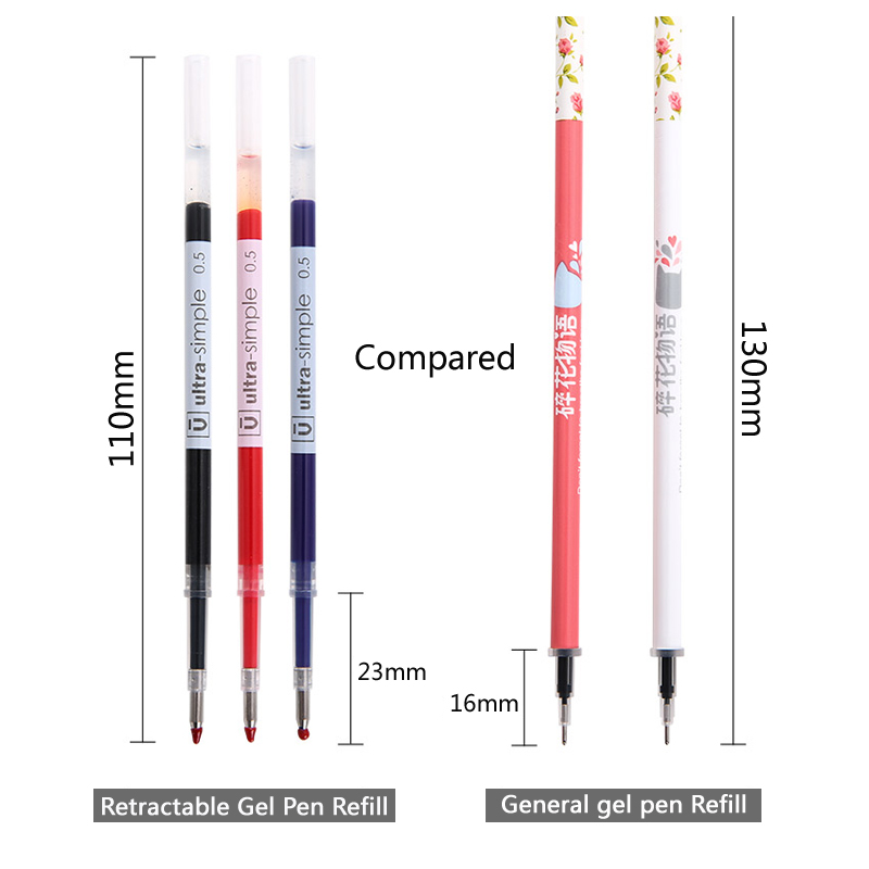 [Ready Stock] M&amp;G 20 Pcs Retractable Gel Pen Refill 0.5mm Black / Red / Blue Ink Bullet Tip Spring Type Push Pen Refill