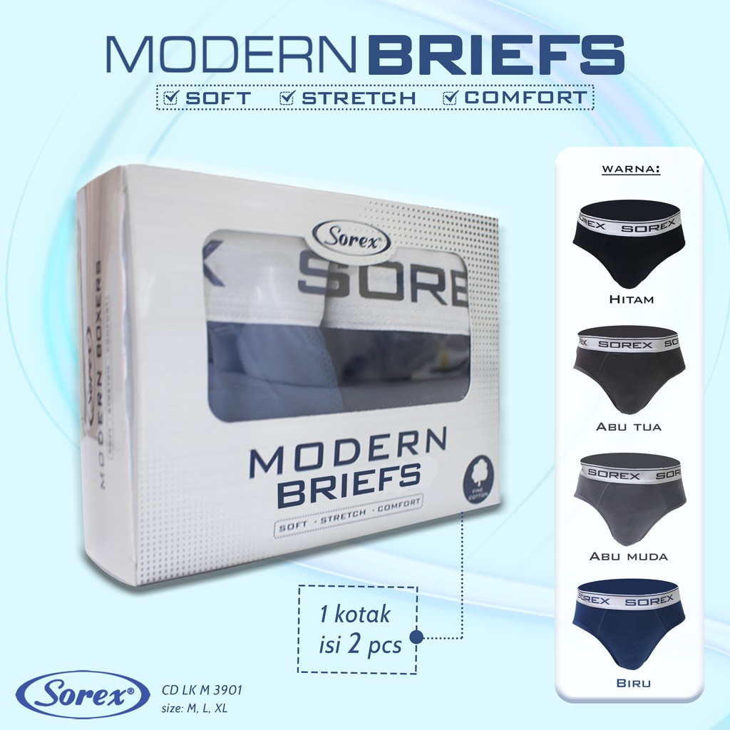 Isi 2 Pcs - Sorex Man CD Pria LK M 3901 Modern Briefs