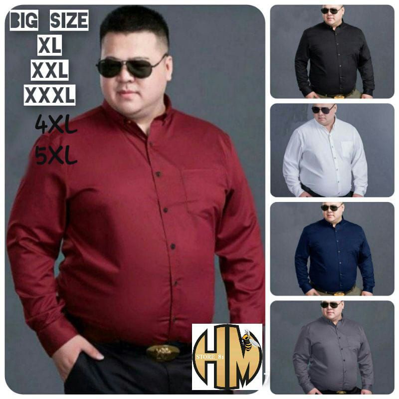 Kemeja Panjang Pria Kemeja Polosan Super Jumbo (XL - 5XL)