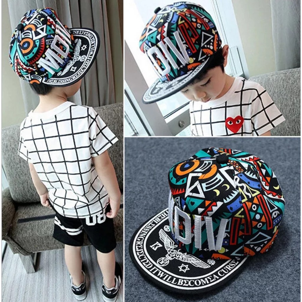 MDIV Snapback / topi anak corak batik / topi anak fashion / topi anak unisex / topi anak