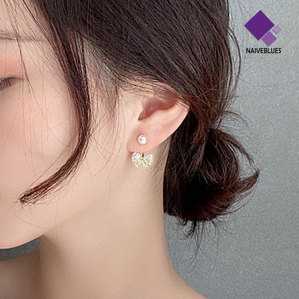 1 Pasang Anting Berlian Imitasi Bahan Alloy Untuk Wanita