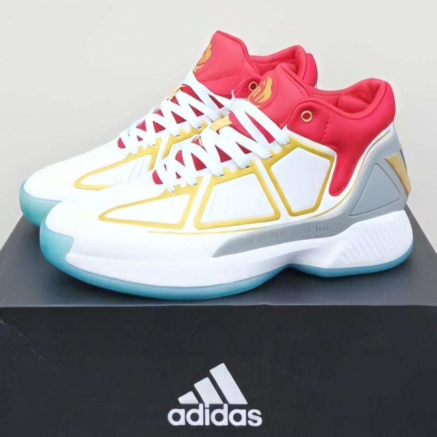 SEPATU BASKET ADIDAS D ROSE 10 White/Red/Gold